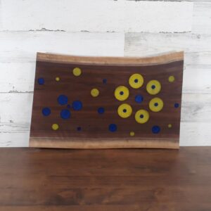 black-walnut-charcuterie-board-blue-and-yellow