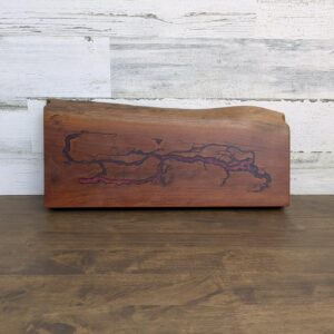 Fractal charcuterie cutting board red epoxy