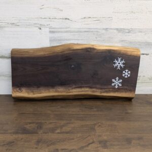 black walnut snow flakes charcuterie and cutting board