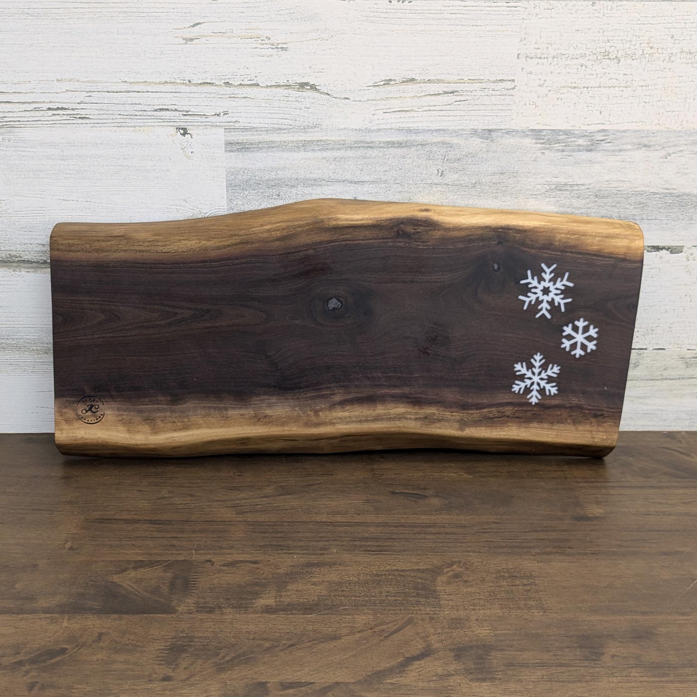 black walnut snow flakes charcuterie and cutting board