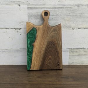 Black Walnut Charcuterie and Cutting Board- Green Epoxy