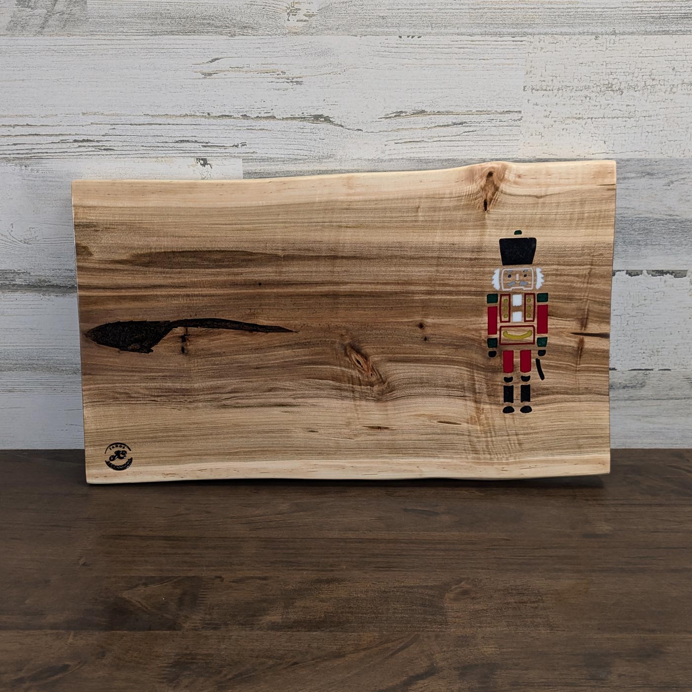 nutcracker charcuterie and cutting board hickory