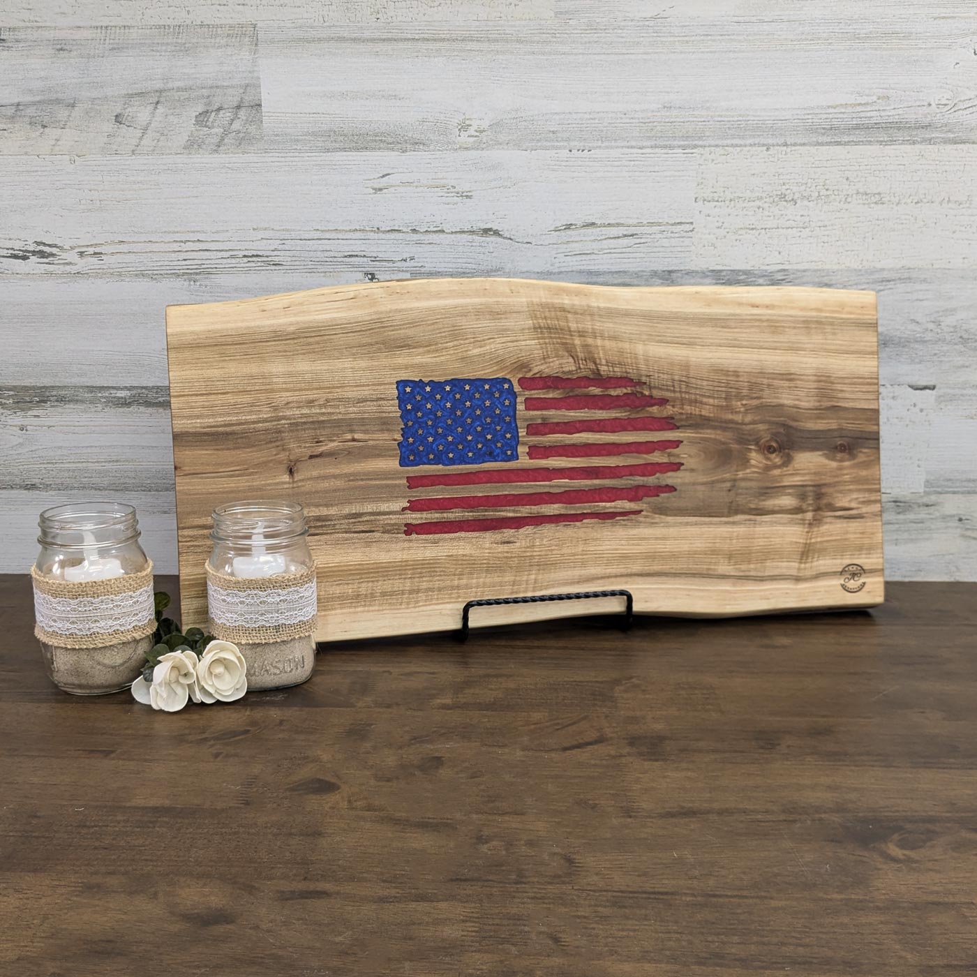 Large hickory american flag charcuterie and cutting board